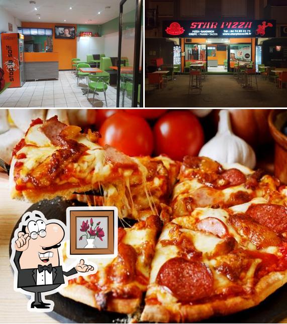 Los interior y pizza del restaurante