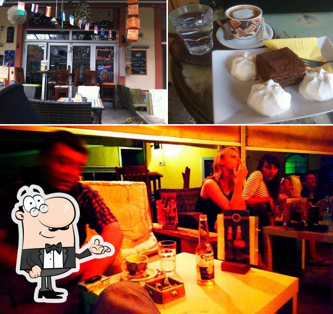 This is the image depicting interior and dessert at peppers cafe