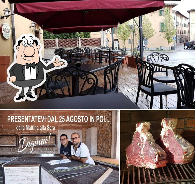 Questa è la immagine che raffigura la interni e cibo di Aurora Taverna Toscana Osteria