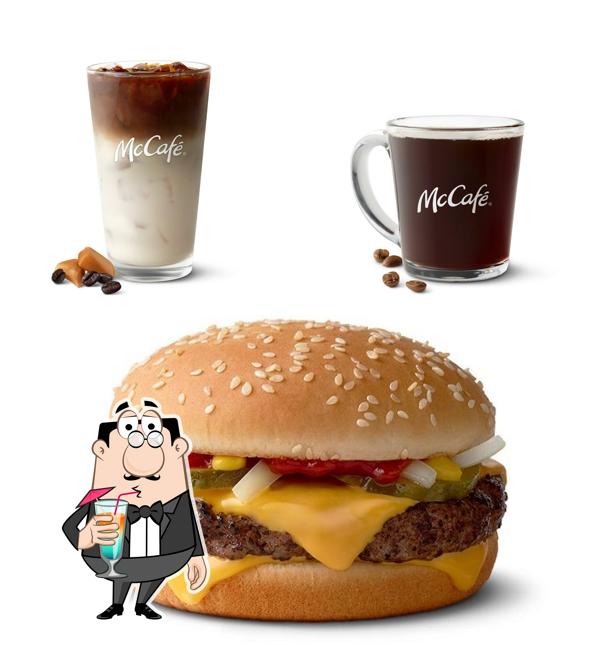 The image of drink and burger at McDonald's