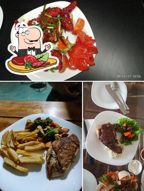 Get meat dishes at Savor cafe and restaurant