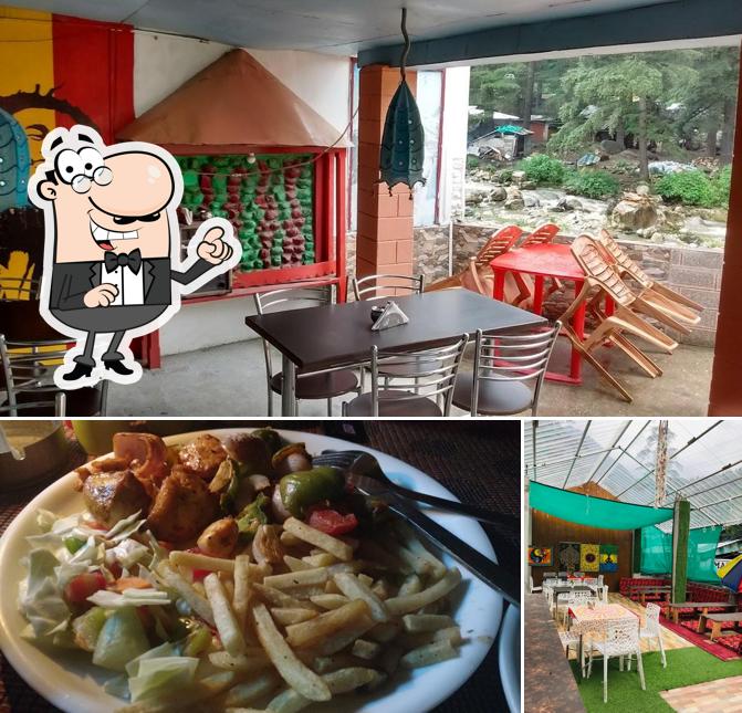 The image of Saat Sitara Cafe Kasol’s interior and food