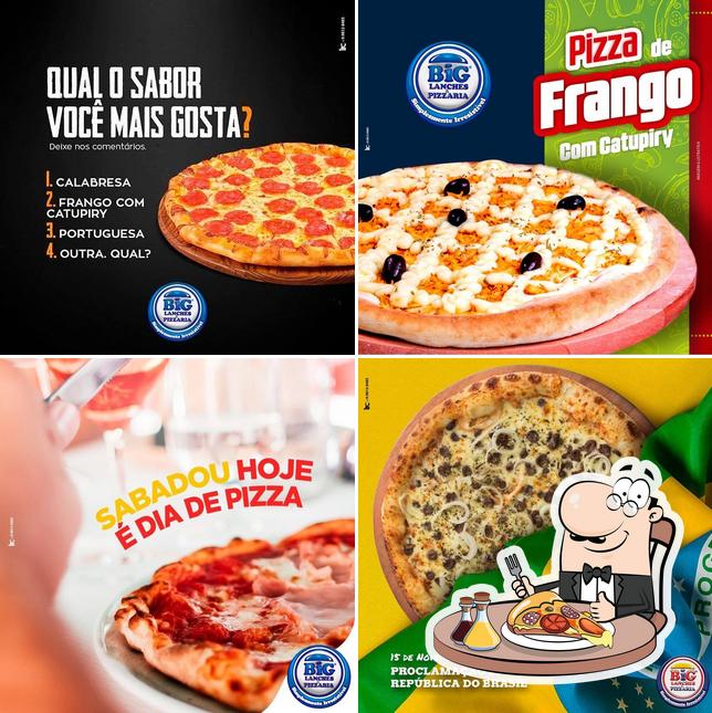 Escolha pizza no Big Lanches Pizzaria e Hamburgueria