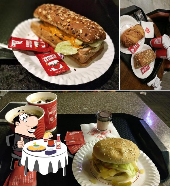 Order a burger at Café Coffee Day