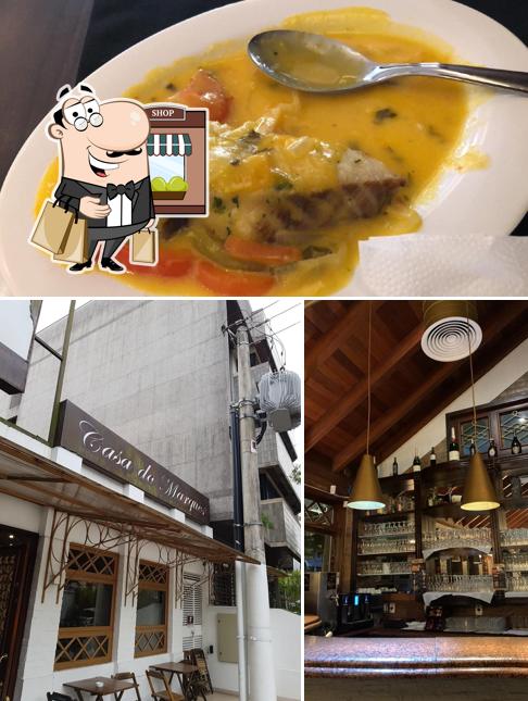 A exterior e comida do restaurante
