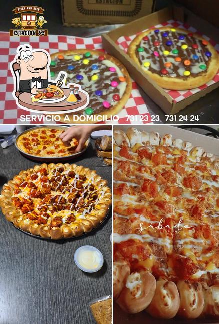 En Pizzeria Estacion #33, puedes degustar una pizza