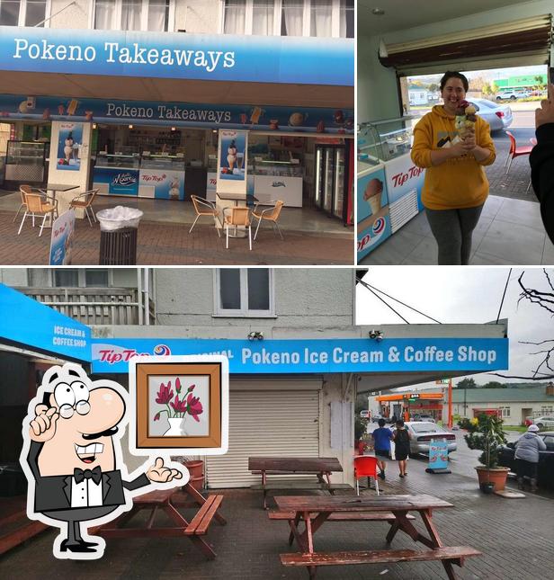 The photo of interior and dessert at Original Pokeno Ice Cream & Coffee Shop