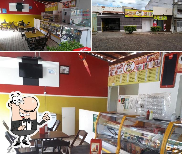 A imagem da interior e exterior no Duda Lanches