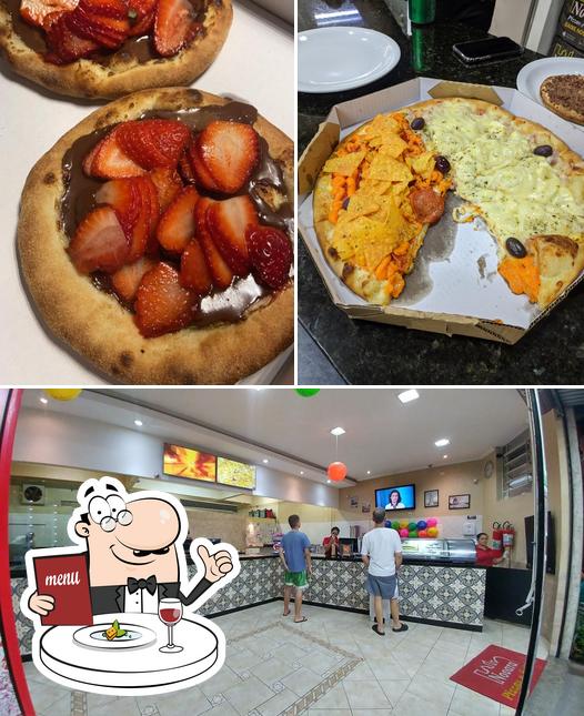 Confira a foto ilustrando comida e interior no Novara Pizzas e Esfihas - I