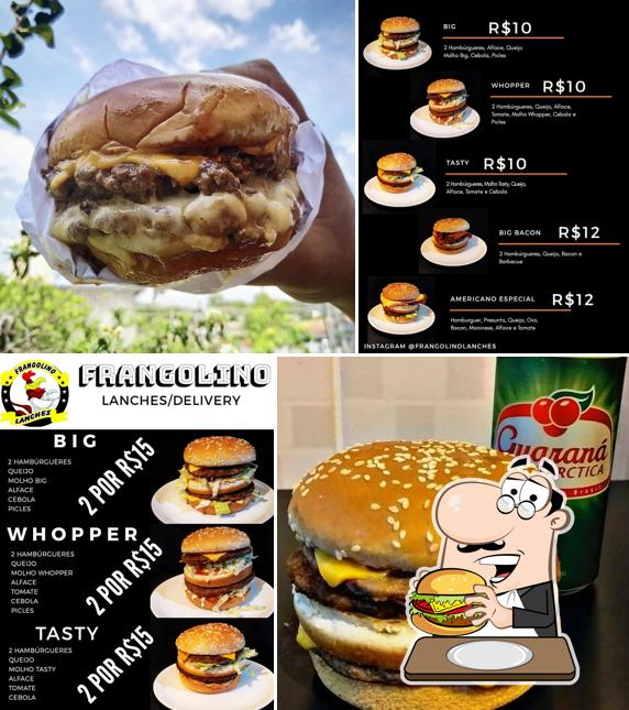 Peça um dos hambúrgueres servidos no Frangolino Burger's