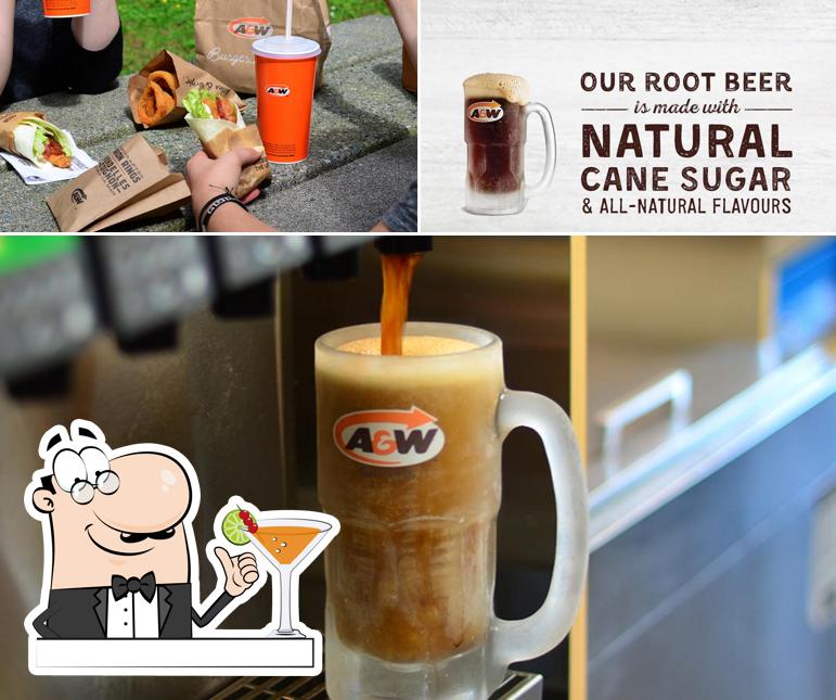 This is the image depicting drink and food at A&W Canada