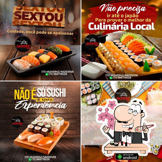 Rolos de sushi são disponibilizados no Mariotto Sushi