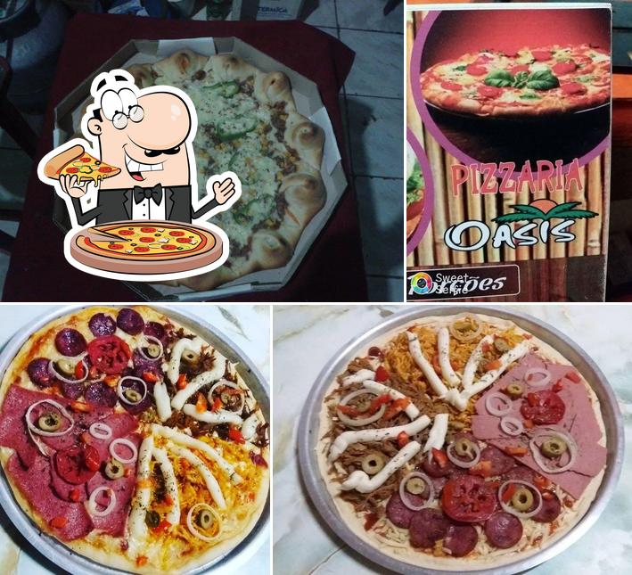 Escolha pizza no Óasis pizzaria