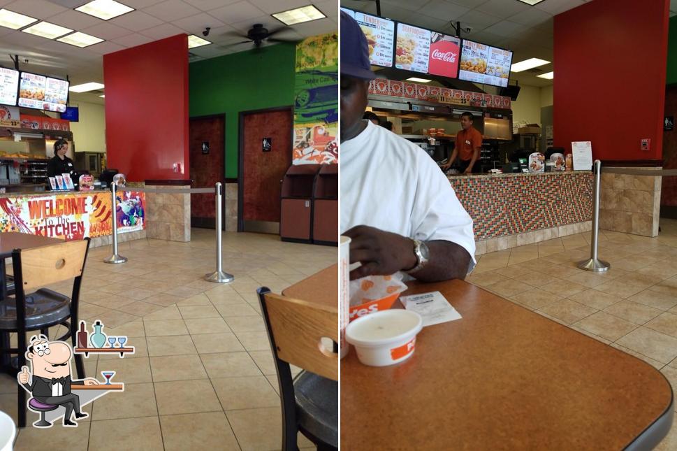 Take a seat at one of the tables at Popeyes Louisiana Kitchen