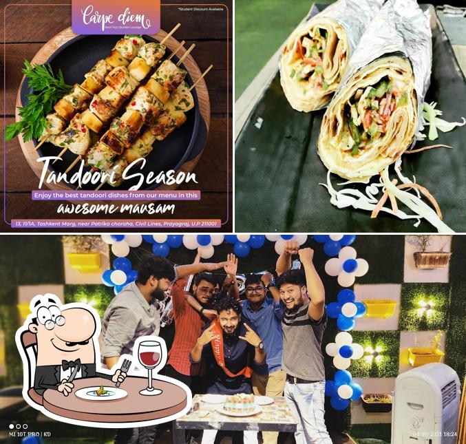 Check out the image depicting food and interior at Carpe Diem Cafe