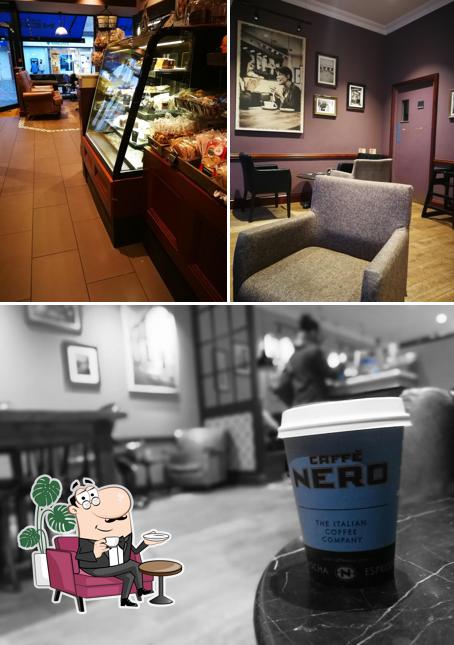 Take a seat at one of the tables at Caffè Nero