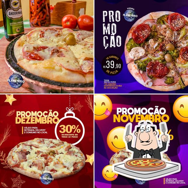 Escolha pizza no Pizzaria Planetário - Mogi Guaçu