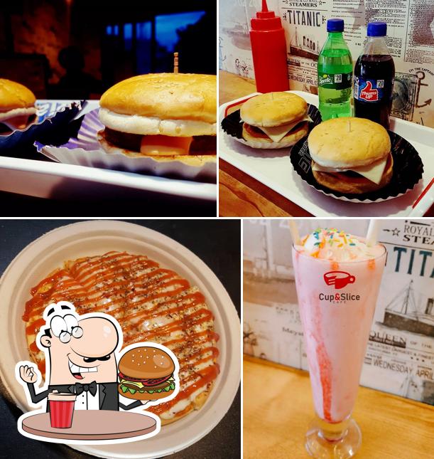 Get a burger at Cup&slice cafe