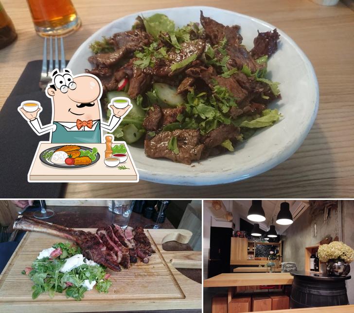 Observa las imágenes que hay de comida y bebida en Piroman Steak House