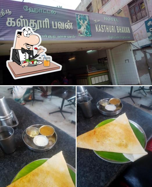 The image of food and exterior at New Kasthuri Bhavan