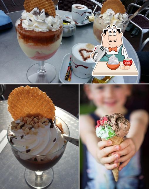 Maschener Eiscafé bietet eine Mehrzahl von Desserts 