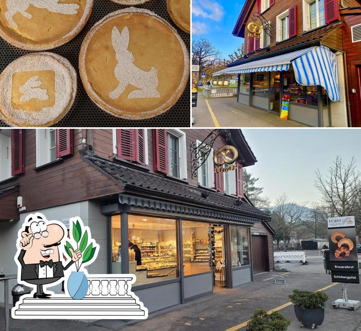 La esterno e cibo del ristorante