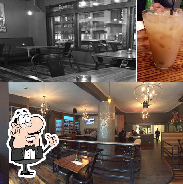 The image of Moderno Mexicano’s interior and beverage