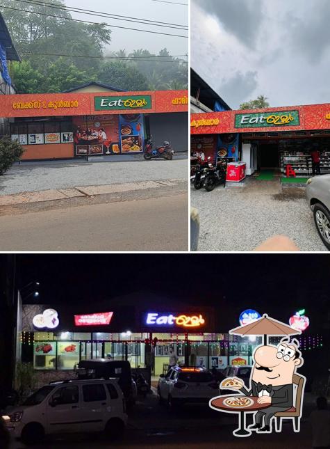The restaurant's exterior and food