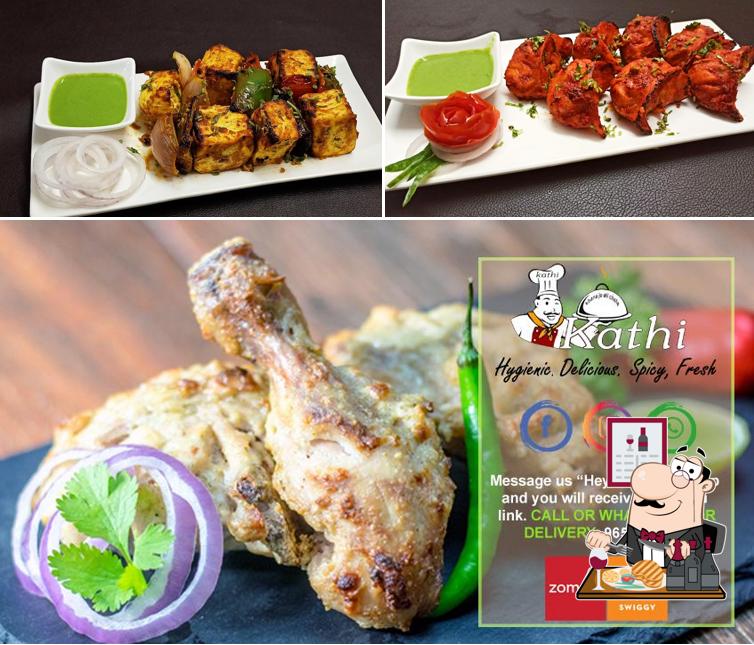 Meat meals are available at Kathi Restaurant