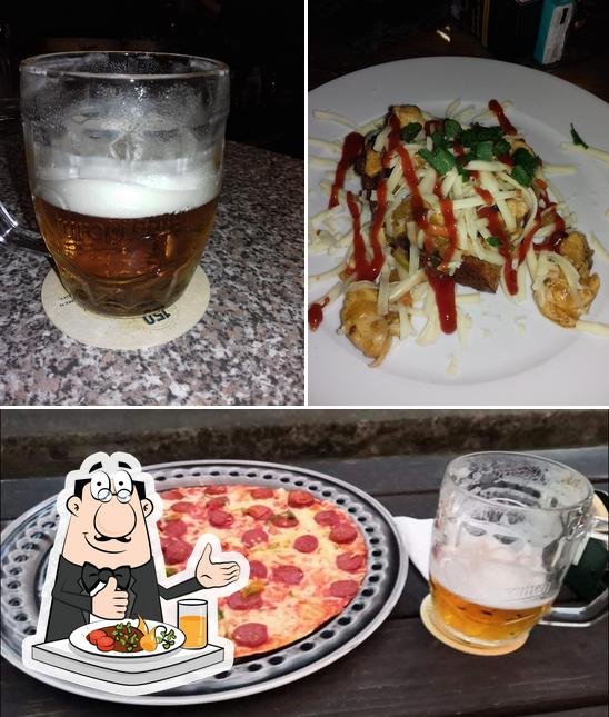 Take a look at the picture showing food and beer at Restaurace "U Jelena"
