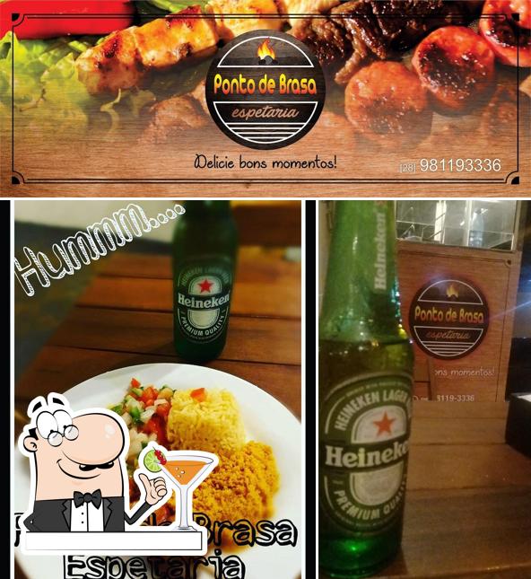 This is the picture displaying drink and food at Ponto de Brasa Espetaria