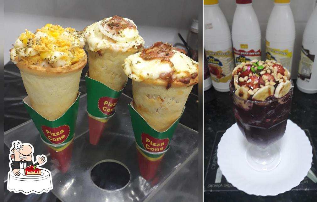 Cesar Burgers e pizzas cone provê uma escolha de sobremesas