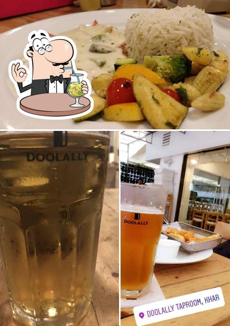 This is the picture displaying drink and food at Doolally Taproom