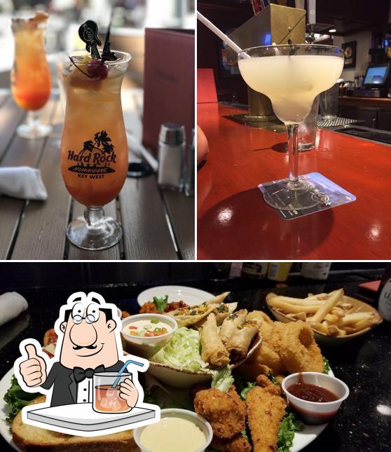 This is the picture depicting drink and food at Hard Rock Cafe
