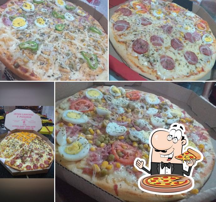 Escolha pizza no Mega Lanches & Pizzaria