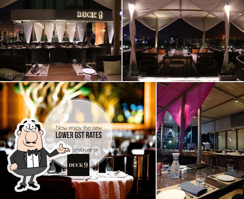 Take a seat at one of the tables at Deck 9 Restaurant