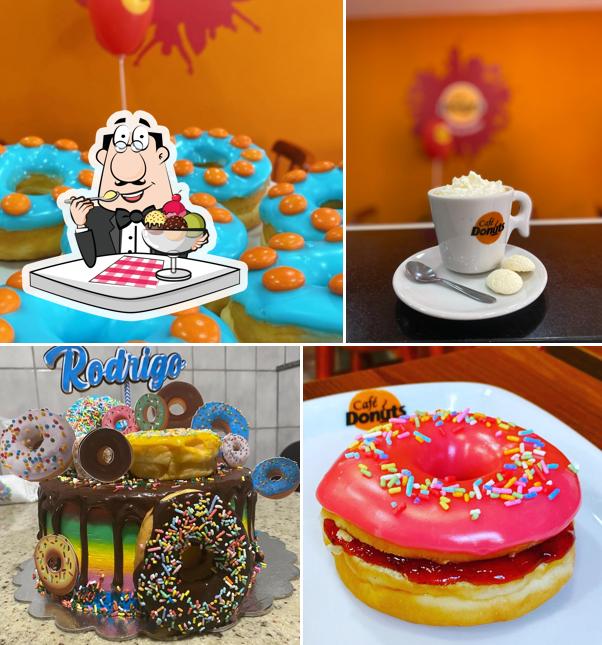 Café Donuts provê uma variedade de pratos doces