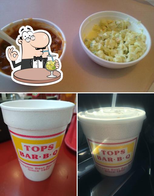 The picture of Tops Bar-B-Q Berclair’s drink and food
