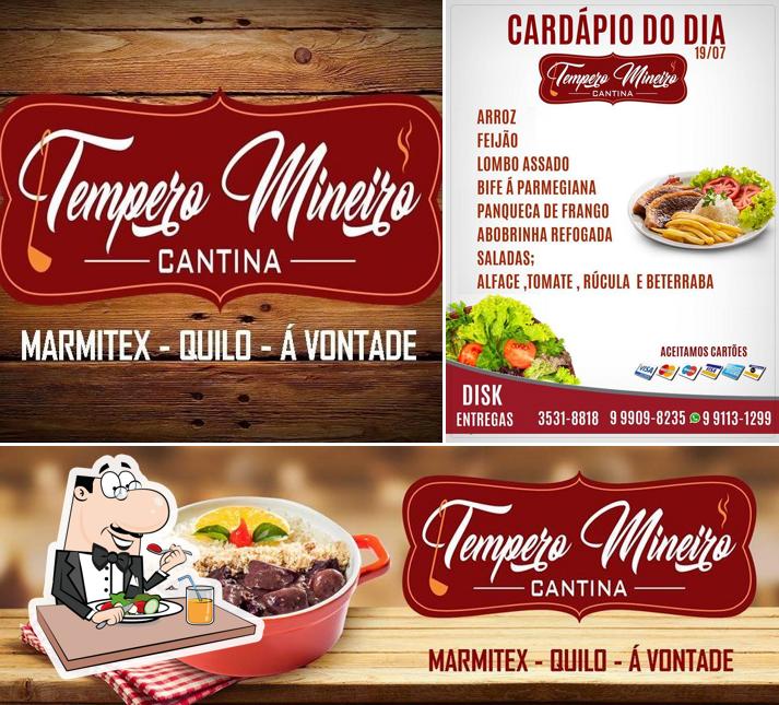 Entre diferentes coisas, comida e bebida podem ser encontrados no Cantina Tempero Mineiro