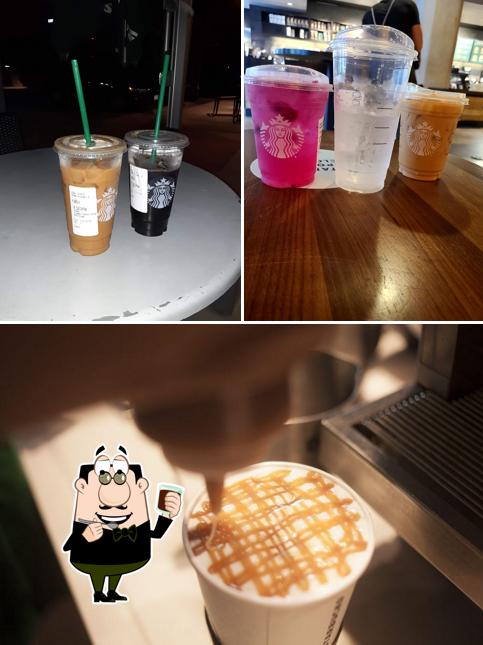 Enjoy a beverage at Starbucks