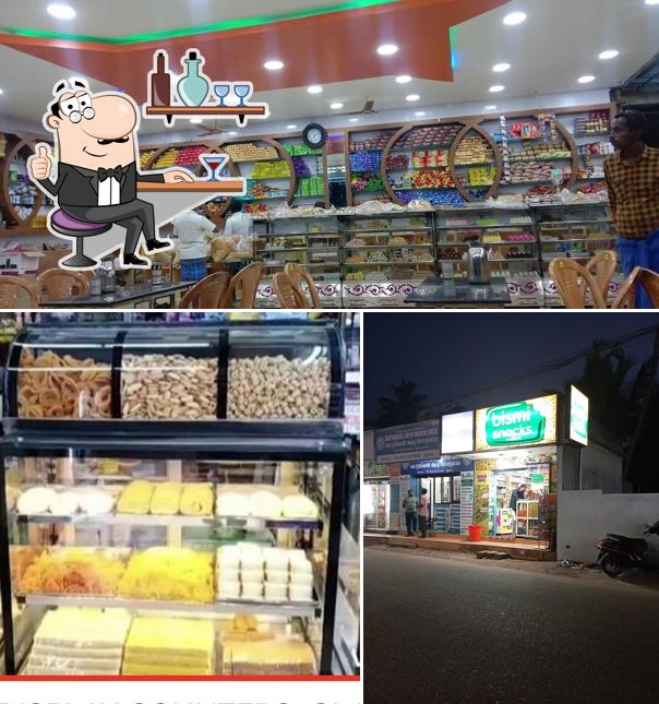 Check out the photo showing interior and exterior at Bismi snacks