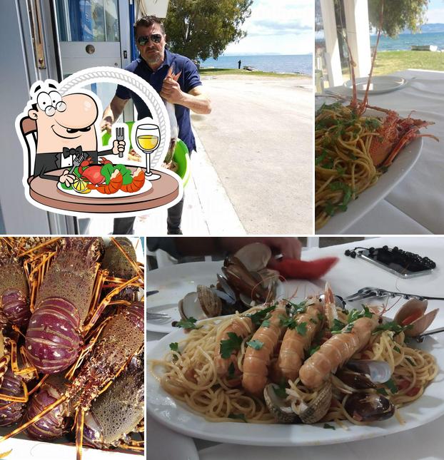 Order seafood at The port of Amarinthos