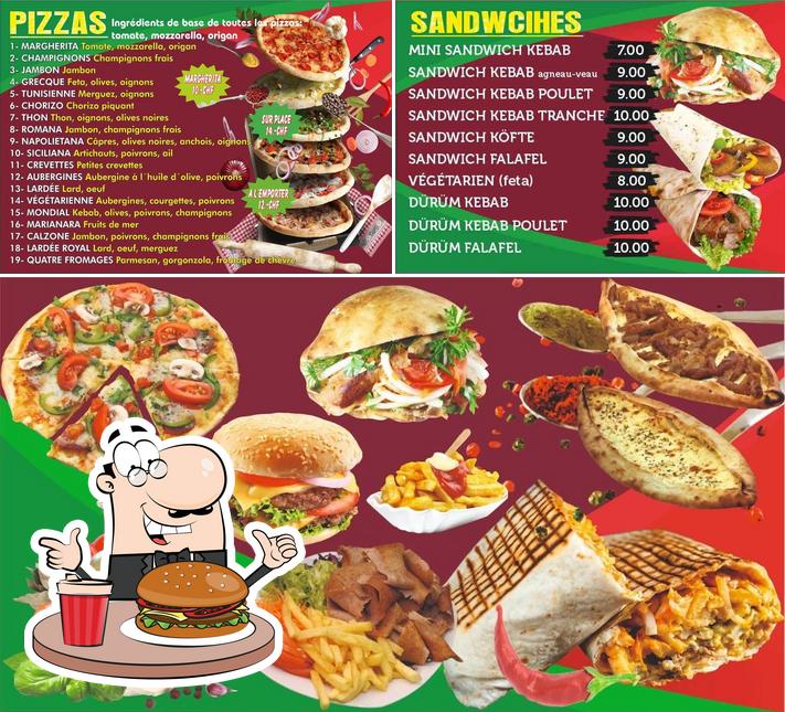 Try out a burger at Le Mondial pizza Kebab