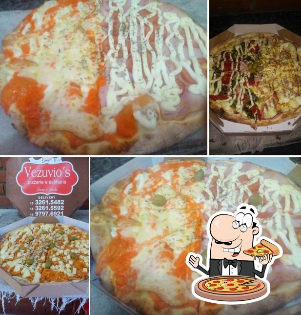 Experimente pizza no Vezuvio's Pizzaria e Chopperia