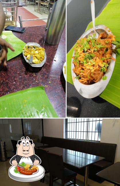 This is the picture displaying food and interior at Sri Abinaya