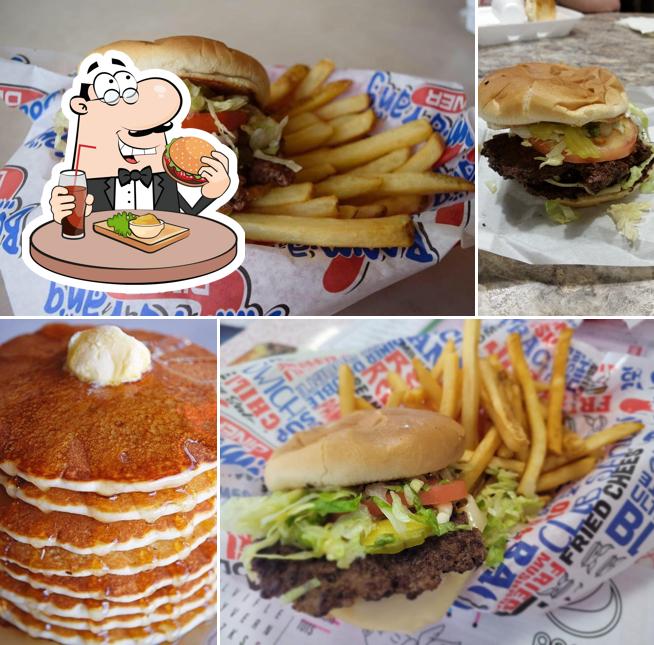 Try out a burger at Boomarang Diner Mustang