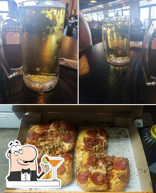 The restaurant's drink and pizza