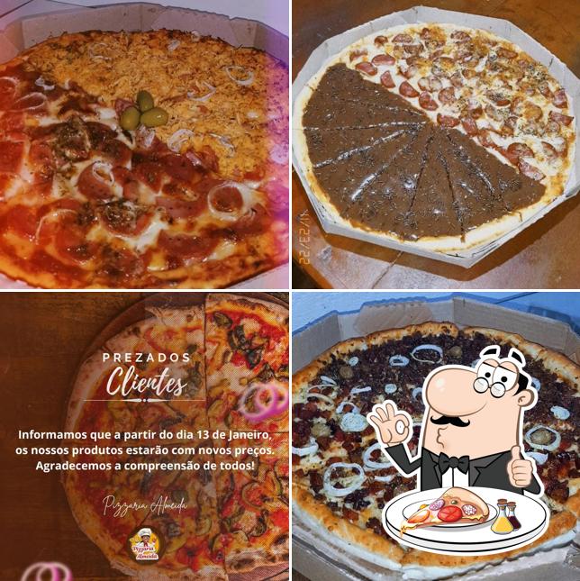 Consiga pizza no Almeidas Espetos E Pizzaria