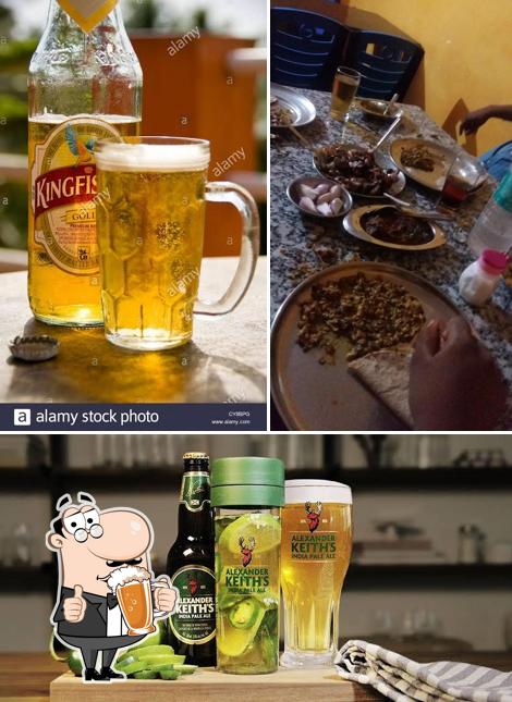 You can get a glass of light or dark beer