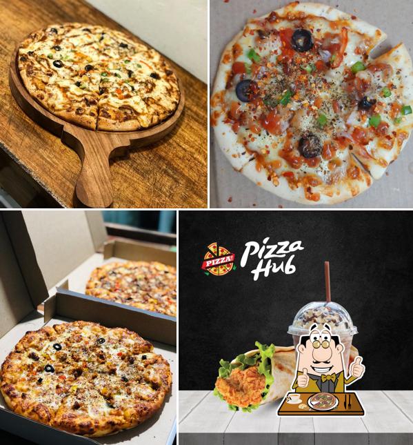 Try out pizza at PIZZA HUB